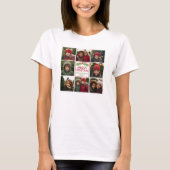 クリスマスのフォトコラージュと田舎風の松 Tシャツ (正面)