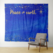 クリスマスのフォトブース背景 ゴールドの星々 ピース タペストリー (インサイチュ(横))