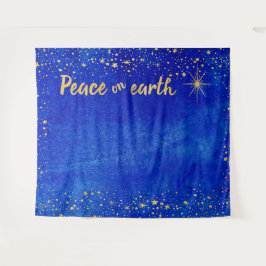 クリスマスのフォトブース背景 ゴールドの星々 ピース タペストリー