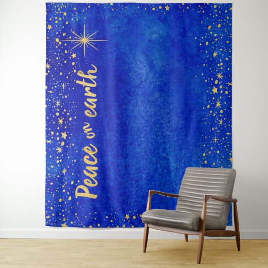 クリスマスのフォトブース背景 ゴールドの星々 ピース タペストリー (インサイチュ)