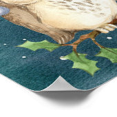 クリスマスのフクロウがブランチで夜 ポスター (角)