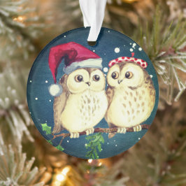 クリスマスのフクロウが恋に甘い オーナメント