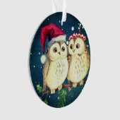 クリスマスのフクロウが恋に甘い オーナメント (正面)