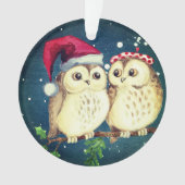 クリスマスのフクロウが恋に甘い オーナメント (正面)