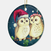 クリスマスのフクロウが恋に甘い セラミックオーナメント (左)