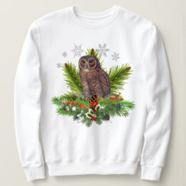 クリスマスのフクロウと雪の結晶 スウェットシャツ