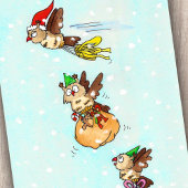 クリスマスのフクロウのグリーティングカード カード