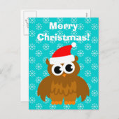 クリスマスのフクロウの漫画の郵便はがき シーズンポストカード (正面/裏面)