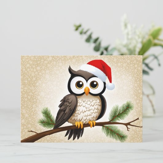 クリスマスのフクロウの金ゴールド シーズンカード (スタンド正面)