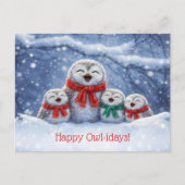 クリスマスのフクロウ かわいい シーズンポストカード (正面)