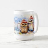 クリスマスのフクロウ コーヒーマグカップ (正面右)
