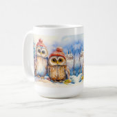 クリスマスのフクロウ コーヒーマグカップ (正面左)