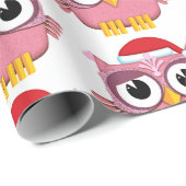 クリスマスのフクロウ(ピンク) ラッピングペーパー (ロールコーナー)