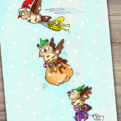 クリスマスのフクロウ ポストカード