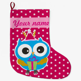 クリスマスのフクロウ ラージクリスマスストッキング