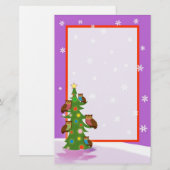 クリスマスのフクロウ 便箋 (正面/裏面)