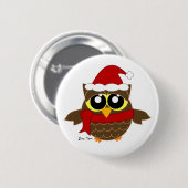 クリスマスのフクロウ 缶バッジ (正面&裏面)