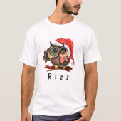 クリスマスのフクロウRizz Tシャツ (正面)
