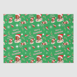 クリスマスのフットボールとお菓子のパターン  薄葉紙