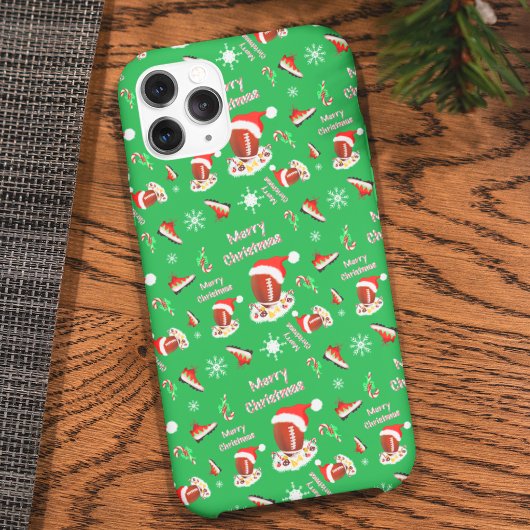 クリスマスのフットボールとお菓子のパターン Case-Mate iPhoneケース