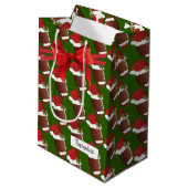 クリスマスのフットボールパターン ミディアムペーパーバッグ (裏面アングル)