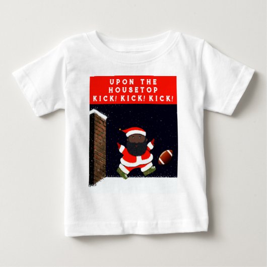 クリスマスのフットボール ベビーTシャツ (正面)