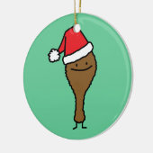 クリスマスのフライドチキンの足のサンタの帽子のばち状核突起 セラミックオーナメント (左)