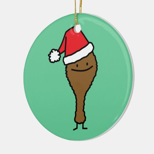 クリスマスのフライドチキンの足のサンタの帽子のばち状核突起 セラミックオーナメント (左)