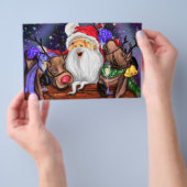 クリスマスのフライヤー サンタとトナカイ 楽しい チラシ (ハンドル)
