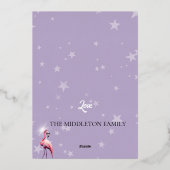 クリスマスのフラインゴスパークルパープル 箔招待状 (裏面)