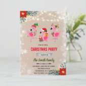 クリスマスのフラミンゴとジングルのお誘い 招待状 (スタンド正面)