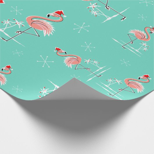 クリスマスのフラミンゴのねじれの包装紙 ラッピングペーパー (角)