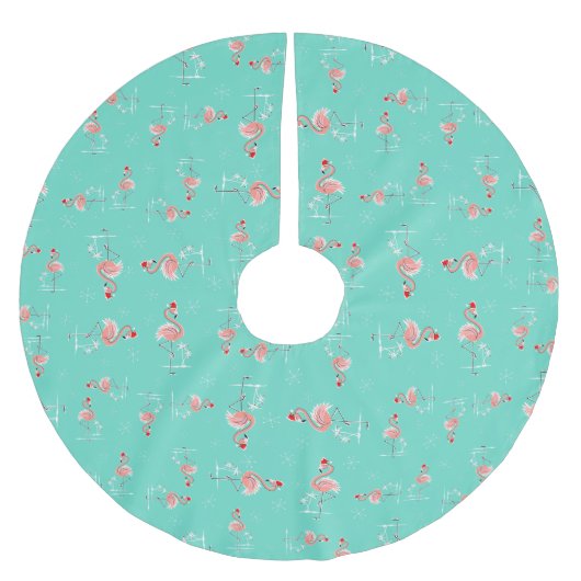 クリスマスのフラミンゴのねじれの木のスカート ブラッシュドポリエステルツリースカート (正面)