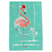 クリスマスのフラミンゴのギフトバッグ媒体 ミディアムペーパーバッグ (裏面)