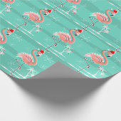 クリスマスのフラミンゴのストライプな包装紙 ラッピングペーパー (角)