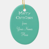 クリスマスのフラミンゴのストライプの文字のオーナメントの楕円形 セラミックオーナメント (裏面)