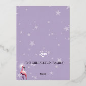 クリスマスのフラミンゴのスパークルパープル 箔招待状 (裏面)