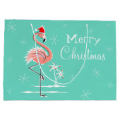 クリスマスのフラミンゴのメリークリスマスの大きいギフトバッグ ラージペーパーバッグ (裏面)