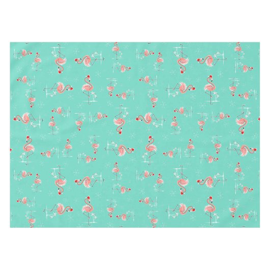 クリスマスのフラミンゴの数々ので大きいパターン テーブルクロス (正面(横))