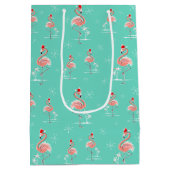 クリスマスのフラミンゴの数々のな中型のギフトバッグ ミディアムペーパーバッグ (裏面)