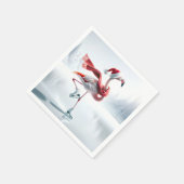 クリスマスのフラミンゴアイススケート スタンダードカクテルナプキン (角)