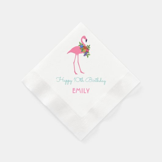 クリスマスのフラミンゴ誕生日会 縁ありカクテルナプキン (角)