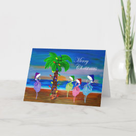 クリスマスのフラミンゴ　ホリデーグリーティングカード シーズンカード