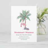 クリスマスのフラミンゴ 新しい家から心からのクリスマスウィッシュ シーズンカード (スタンド正面)