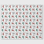 クリスマスのフランネルの赤いおよび緑のダックスフント ラッピングペーパー (フラット)