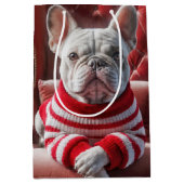 クリスマスのフレンチブルドッグ ミディアムペーパーバッグ (正面)