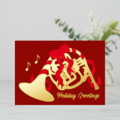 クリスマスのフレンチホルン 箔シーズンカード (立ち正面)