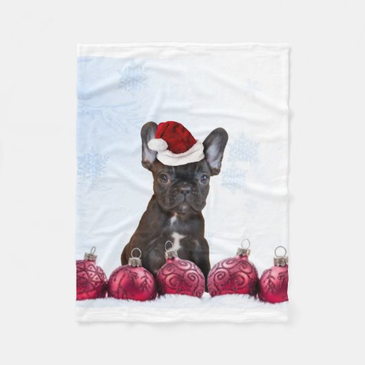 クリスマスのフレンチ・ブルドッグのフリースブランケット フリースブランケット (正面)