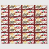 クリスマスのフレンチ・ブルドッグの包装紙 ラッピングペーパー (フラット)