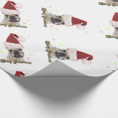 クリスマスのフレンチ・ブルドッグの白い包装紙 ラッピングペーパー (角)